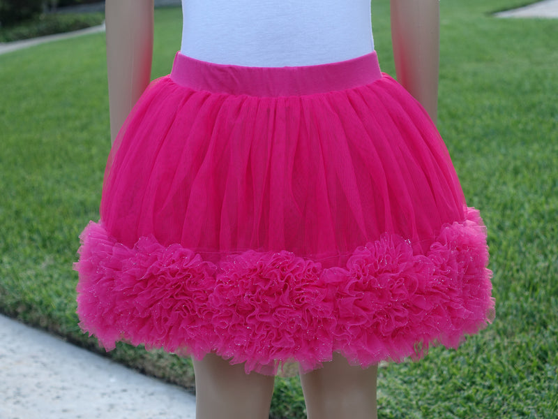Hot Pink 3-D Rose Trim Tutu Skirt