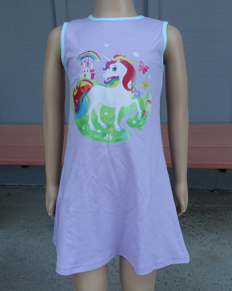 Lavender Unicorn Cotton Dress