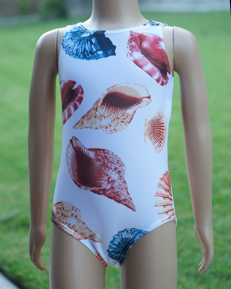 Kid's White Colors Conch Shell Leotard