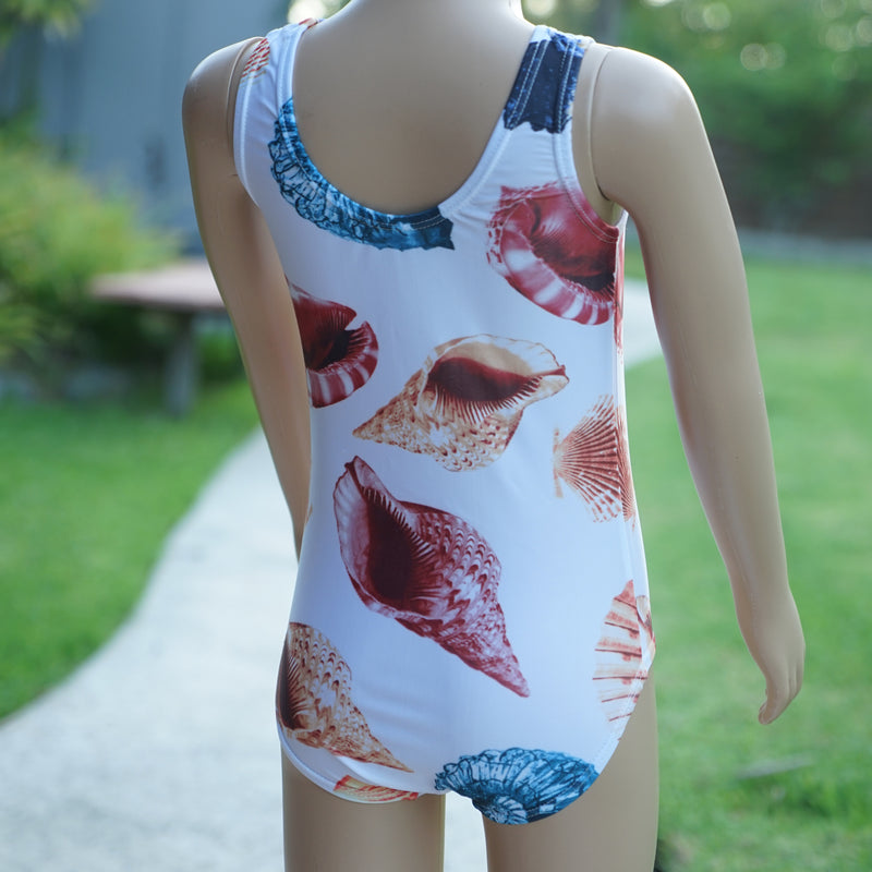 Kid's White Colors Conch Shell Leotard