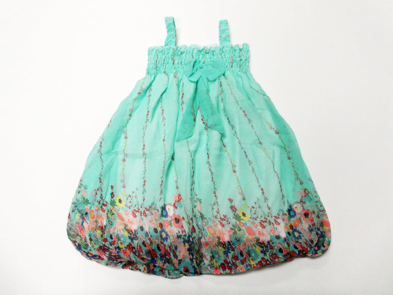 Teal Floral Chiffon Baby Doll Dress