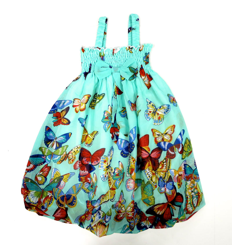 Teal Butterfly Chiffon Baby Doll Dress