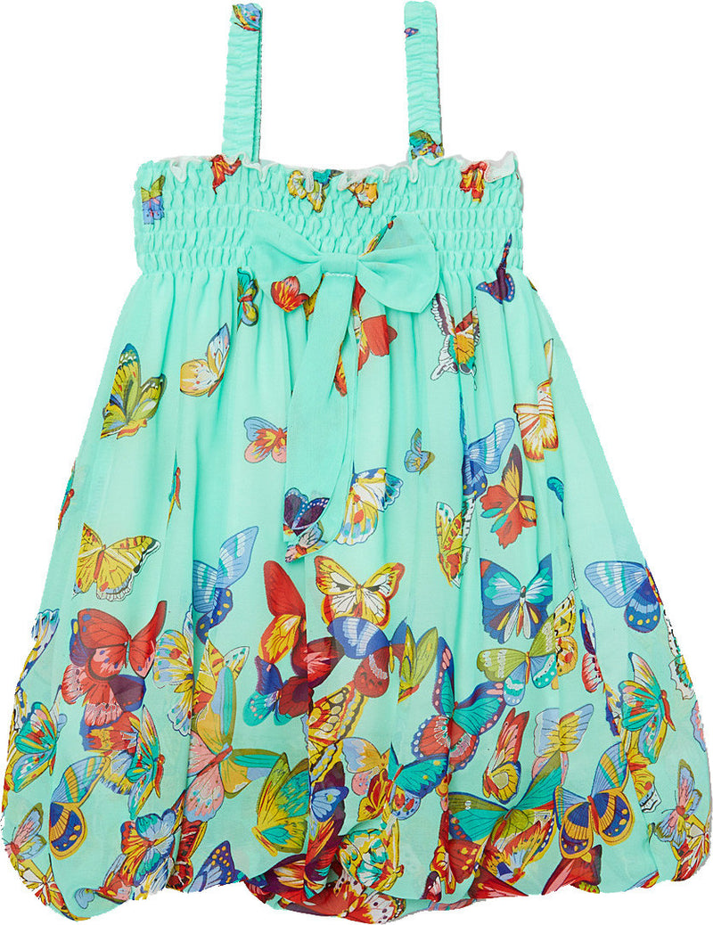 Teal Butterfly Chiffon Baby Doll Dress