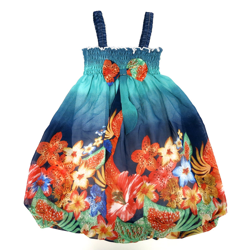 Royal Blue/Teal Floral Chiffon Baby Doll Dress