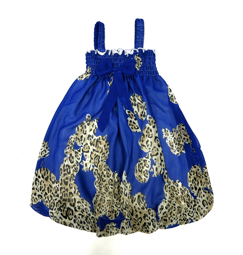 Royal Blue Leopard Chiffon Baby Doll Dress