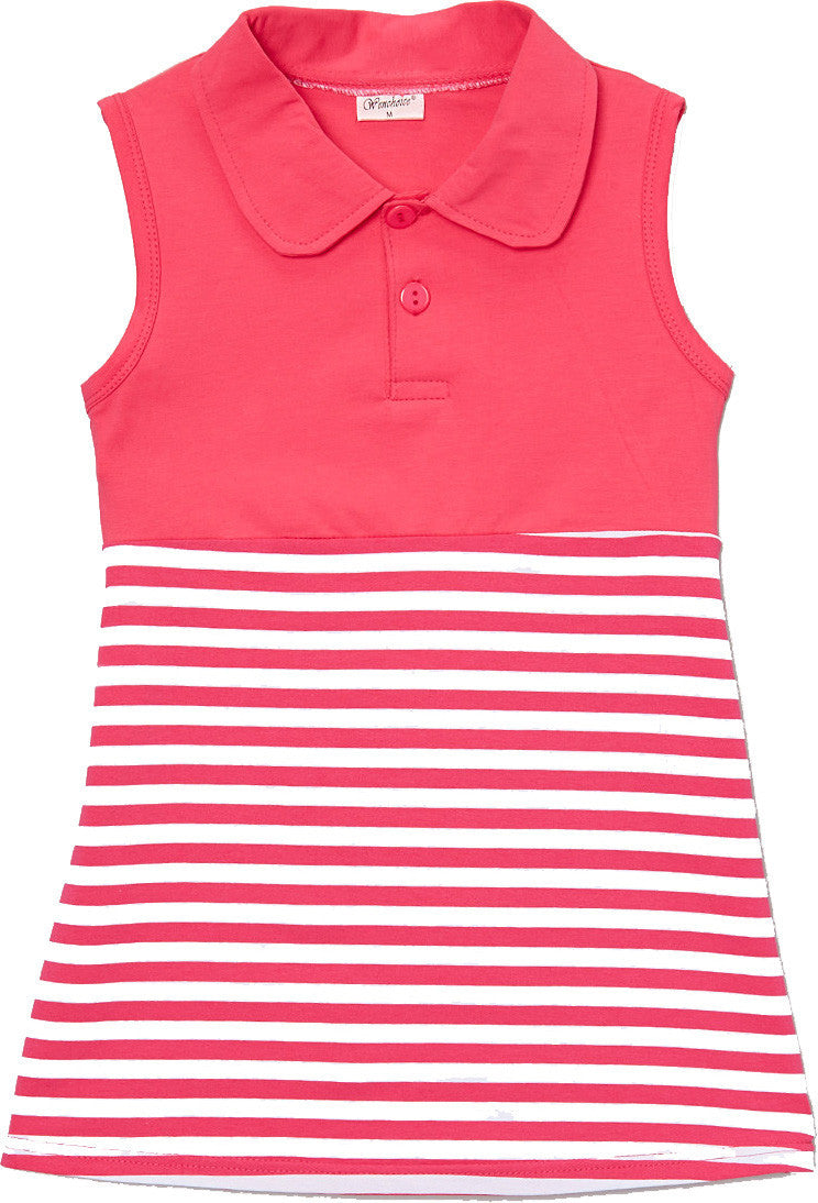 Hot Pink Striped Polo Dress