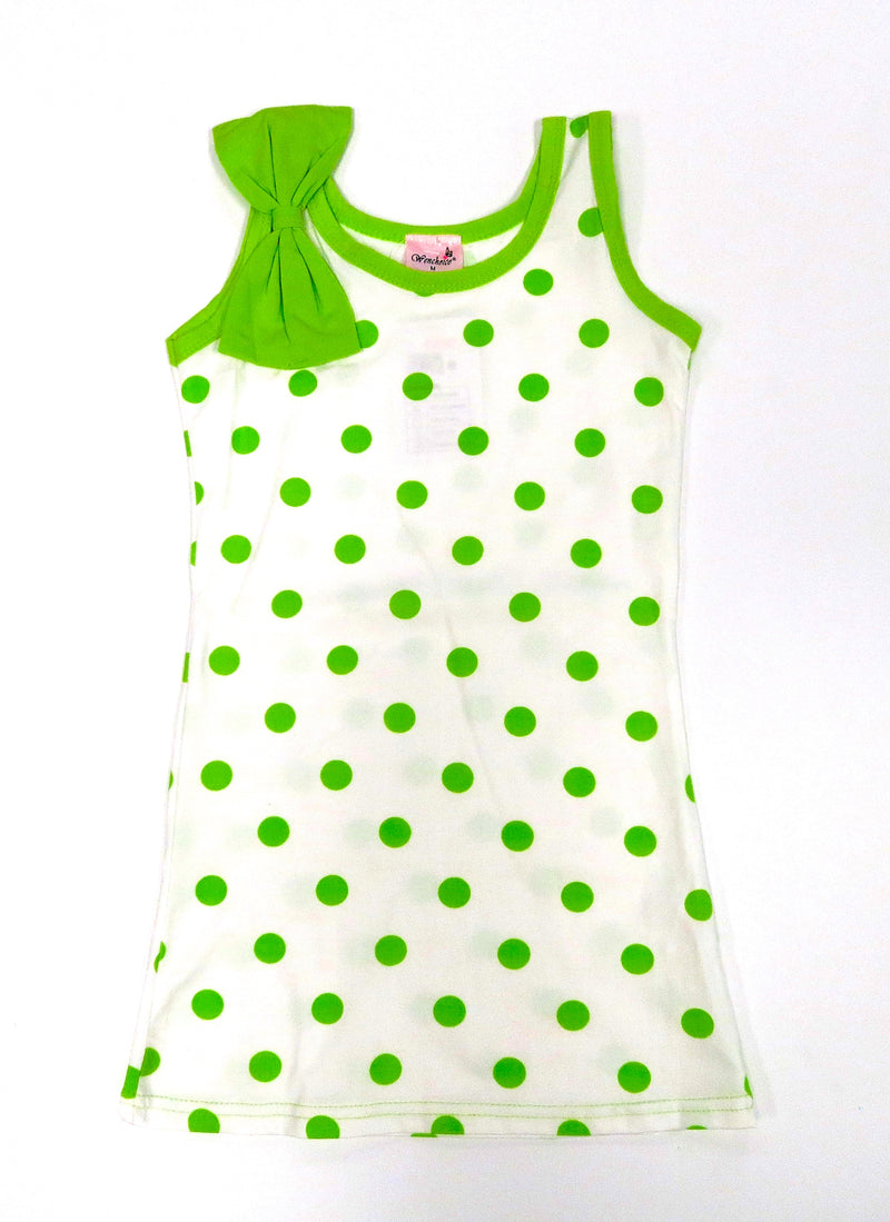 Lime Polkadot Bow Cotton Dress