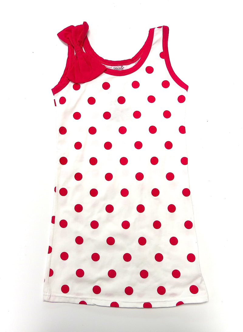 Hot Pink Polkadot Bow Cotton Dress