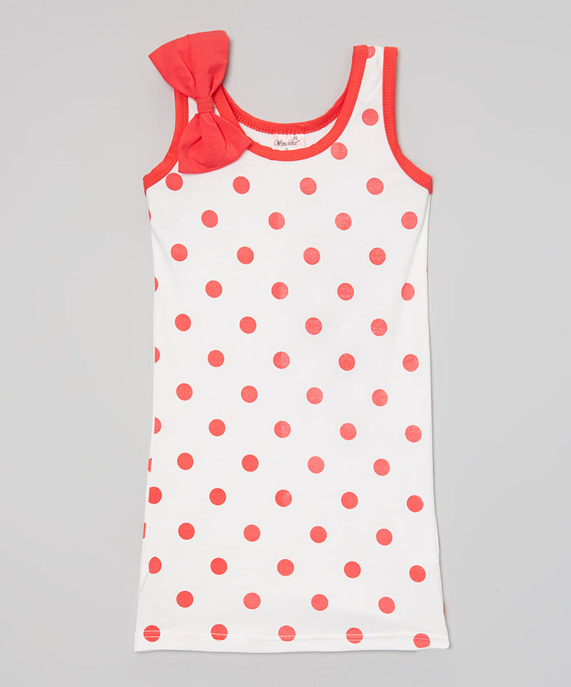 Hot Pink Polkadot Bow Cotton Dress