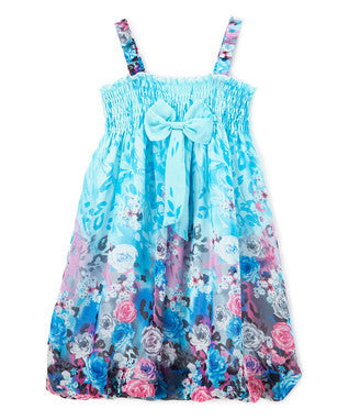 Blue Rose Chiffon Baby Doll Dress
