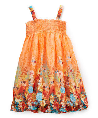 Orange Rose Chiffon Baby Doll Dress