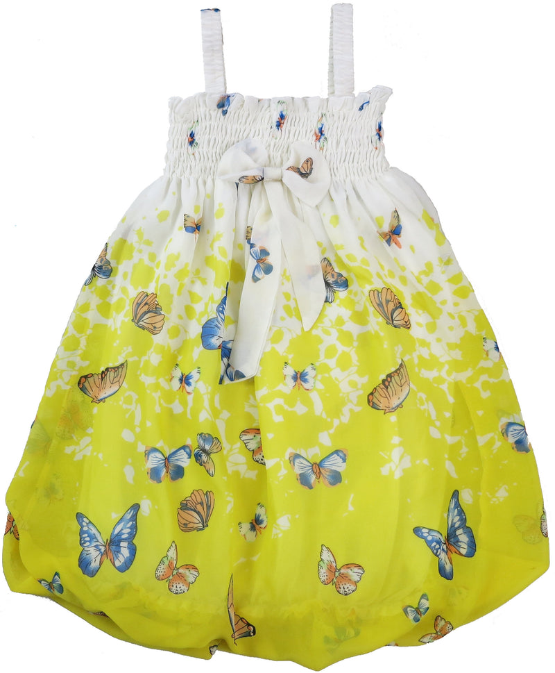 White/Yellow Butterflies Chiffon Baby Doll Dress