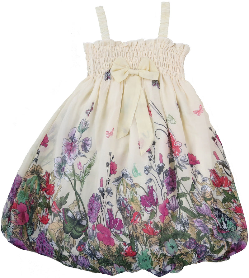 Ivory Floral Chiffon Baby Doll Dress