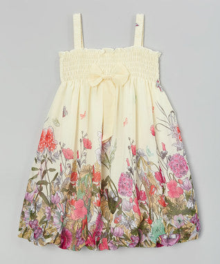 Ivory Floral Chiffon Baby Doll Dress