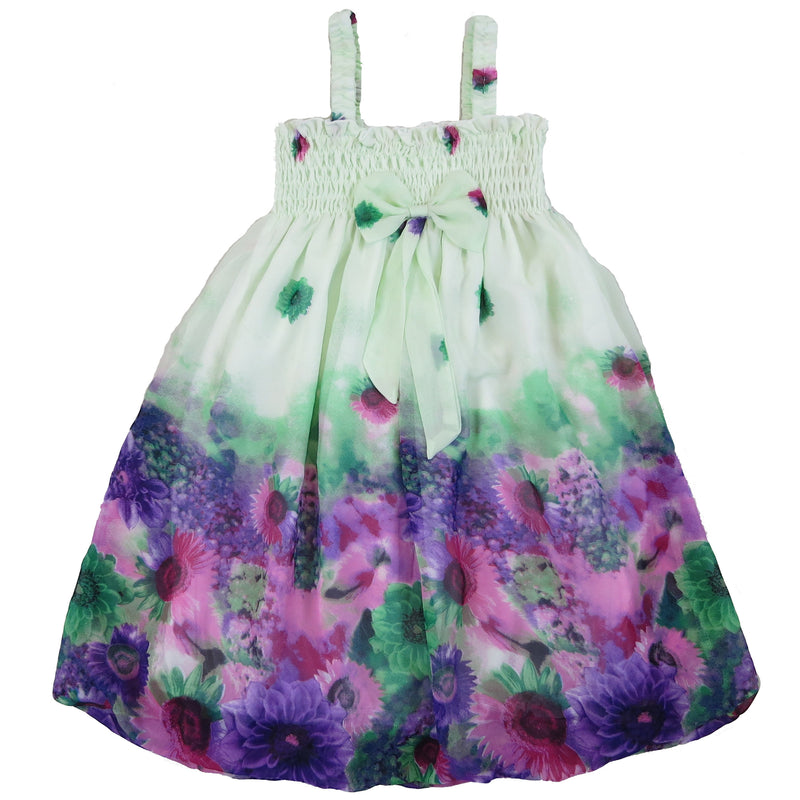 Lime Green & Purple Chiffon Baby Doll Dress