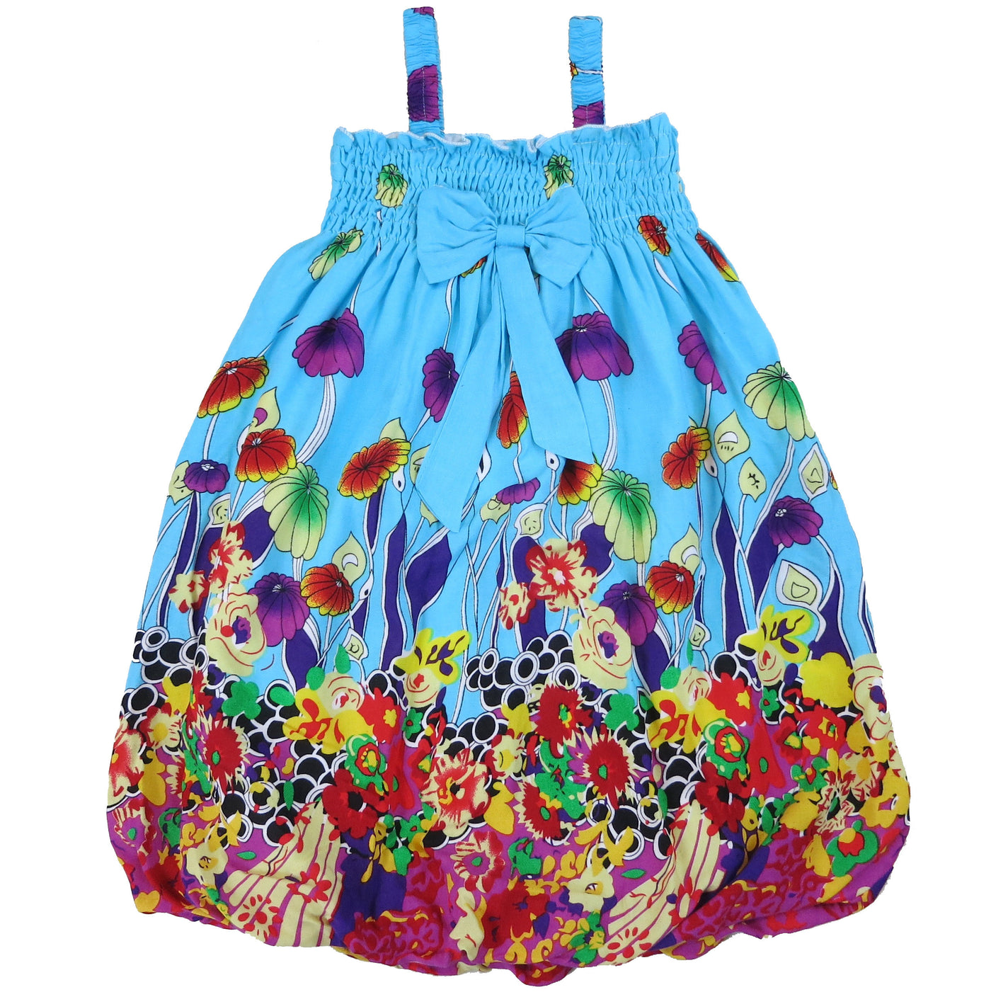 Wenchoice Little Girls Blue Hot Pink Mushroom Floral Cotton Baby Doll Dress 24M-8