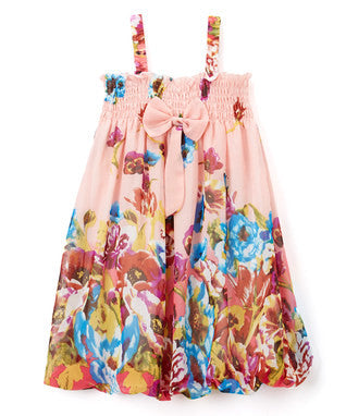 Pink Coral Floral Chiffon Baby Doll Dress