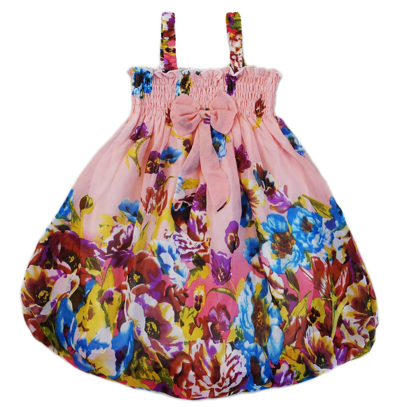 Pink Coral Floral Chiffon Baby Doll Dress