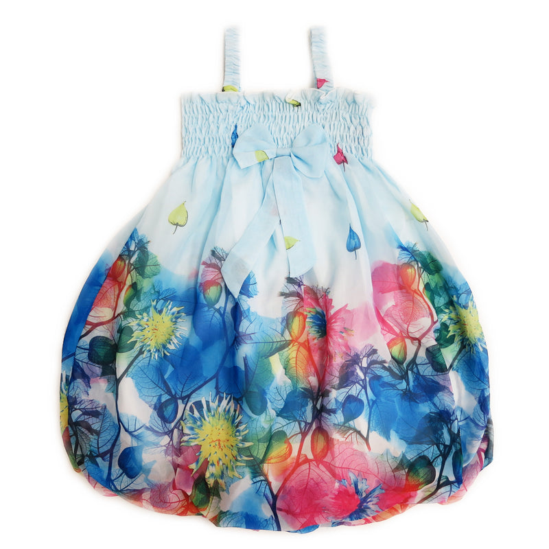 Baby Blue Leaves Chiffon Baby Doll Dress