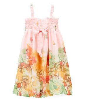Light Pink Leaves Chiffon Baby Doll Dress