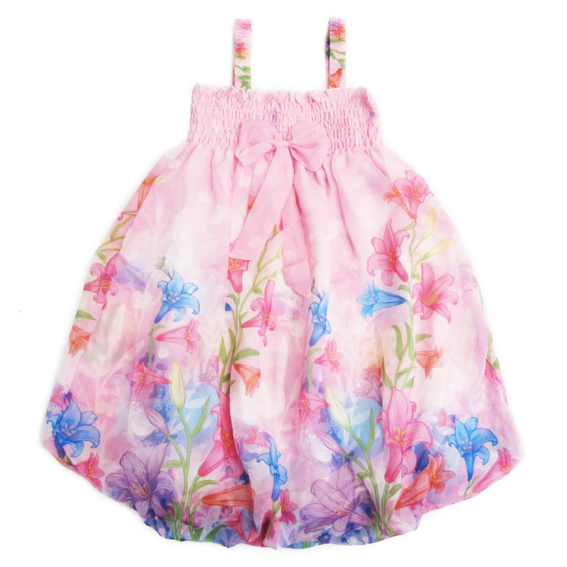 Pink Lily Floral Chiffon Baby Doll Dress