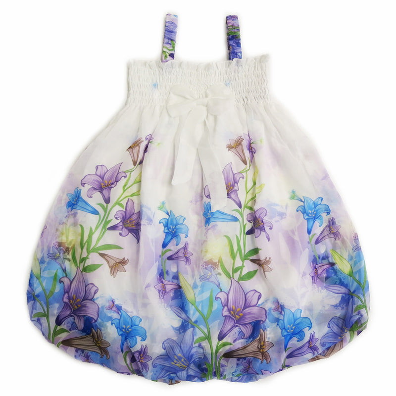 White Lily Floral Chiffon Baby Doll Dress
