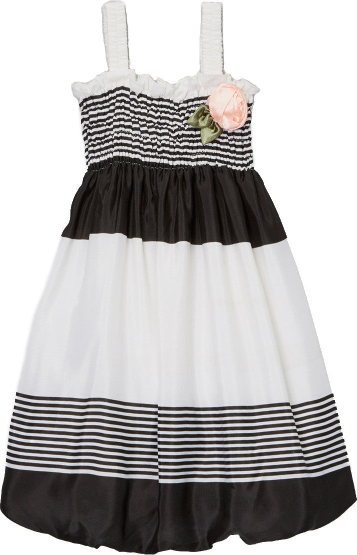 Black White Chiffon Baby Doll Dress