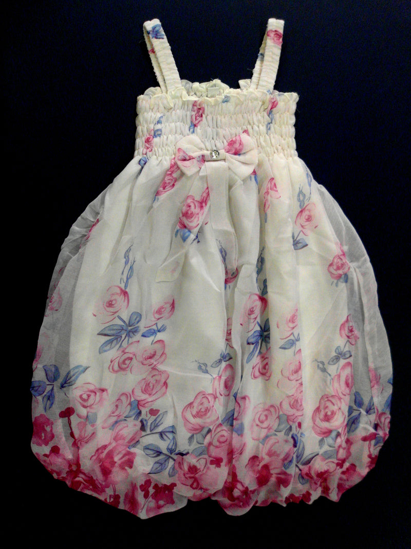 White Flowers Chiffon Baby Doll Dress