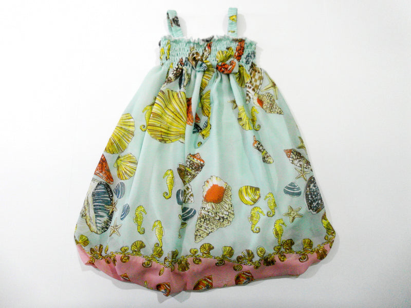Teal Shellfish Chiffon Baby Doll Dress