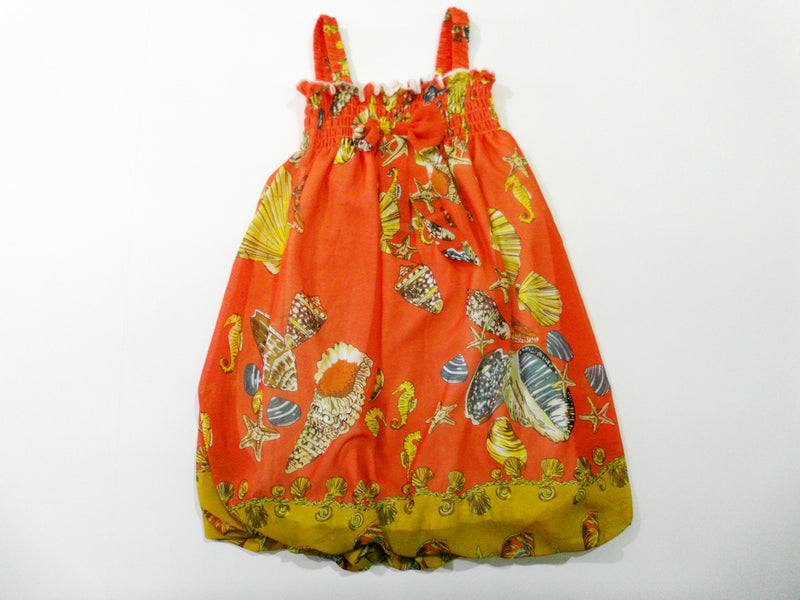 Orange Shellfish Chiffon Baby Doll Dress
