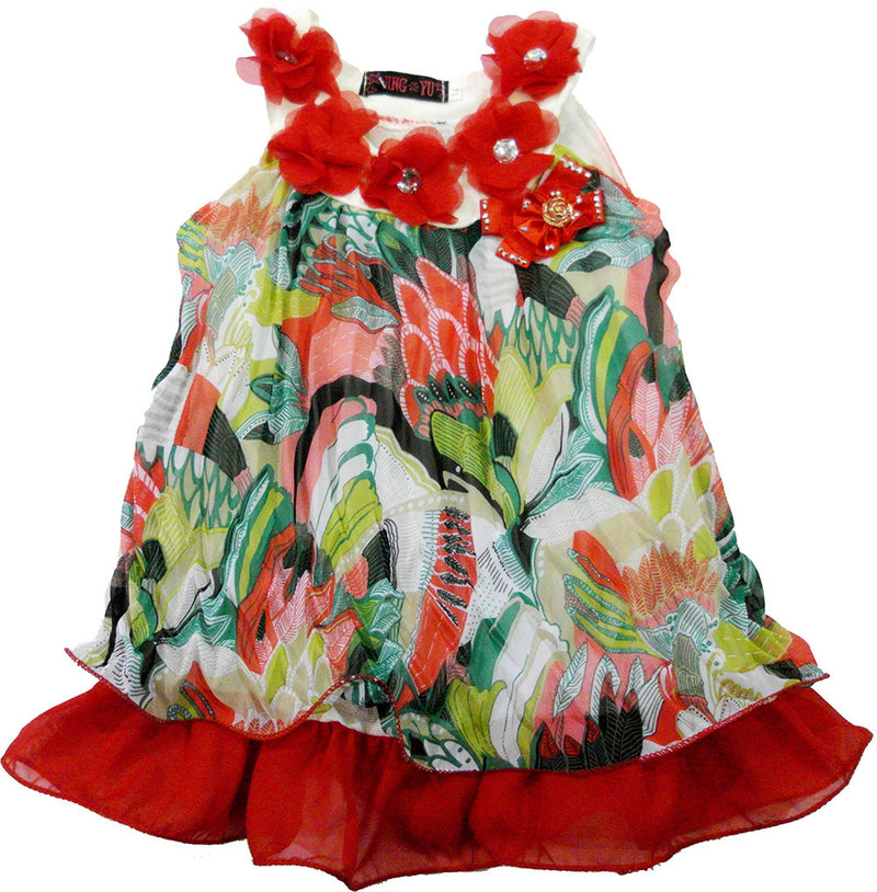 Red Colorful Crinkling Chiffon Swing