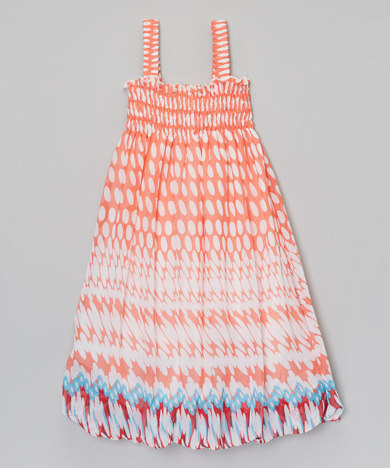 Orange White Dot Chiffon Baby Doll Dress