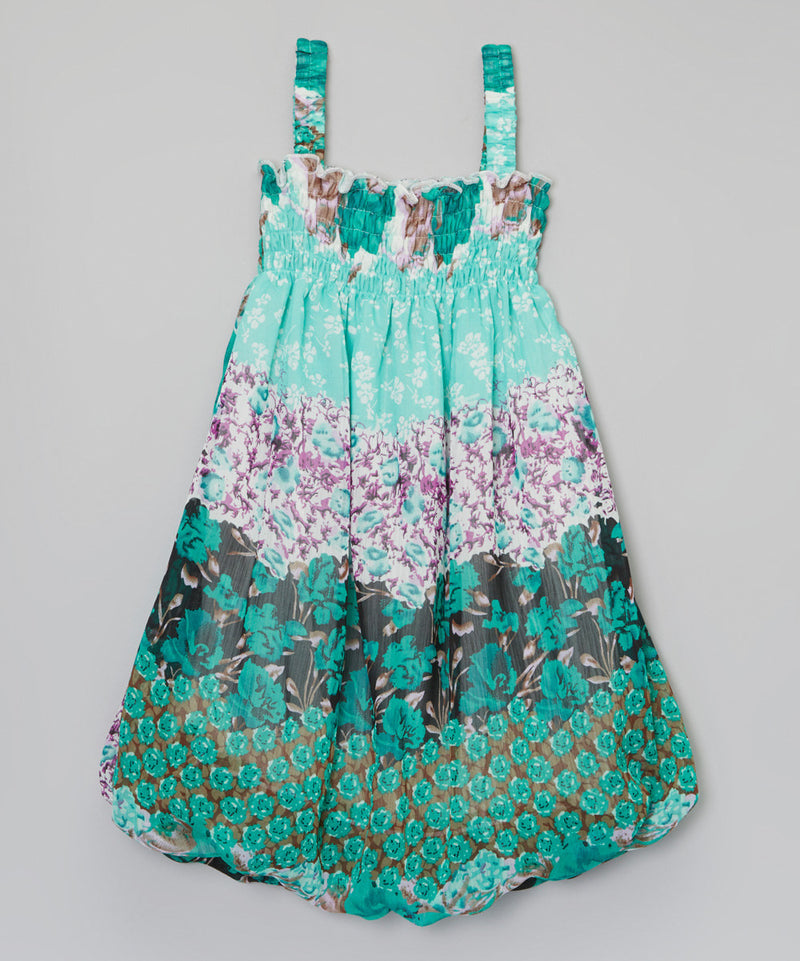 Green Leaves Chiffon Baby Doll Dress