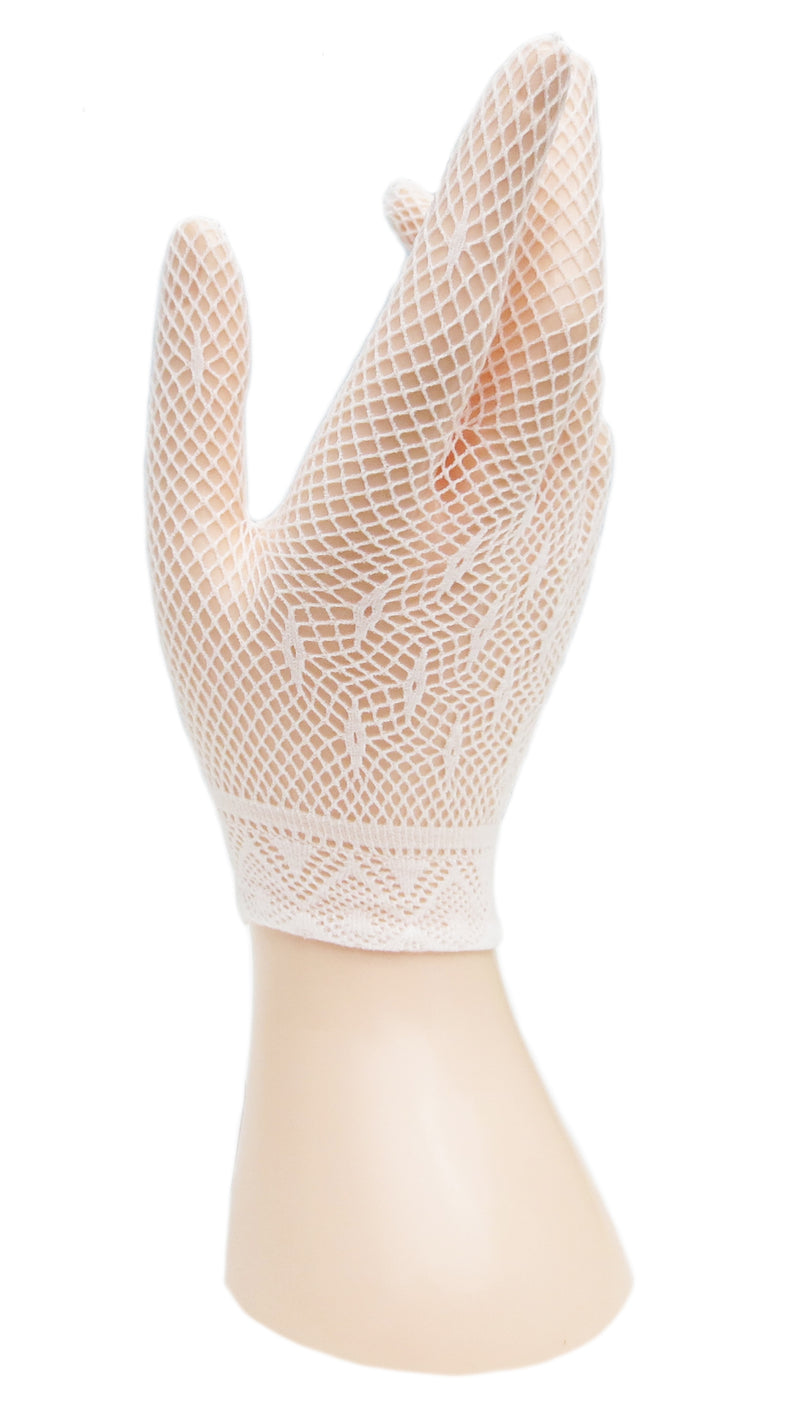 White Fishnet Gloves