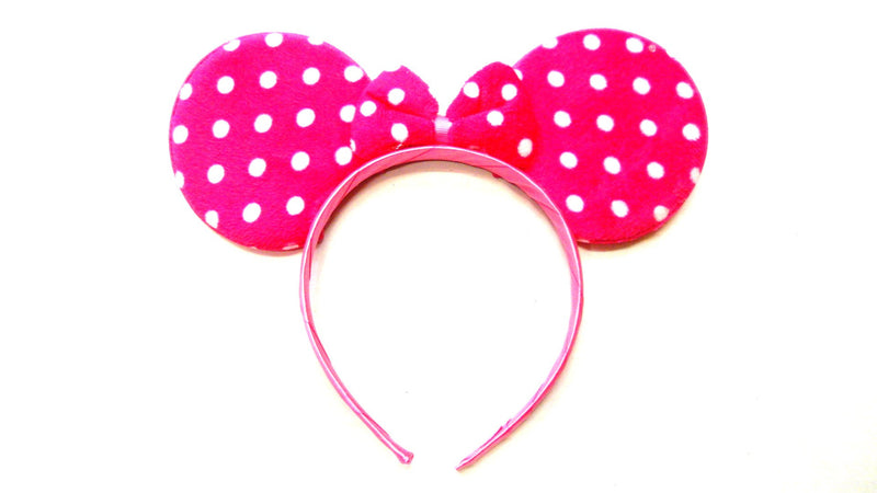 Hot Pink White Dot Ear