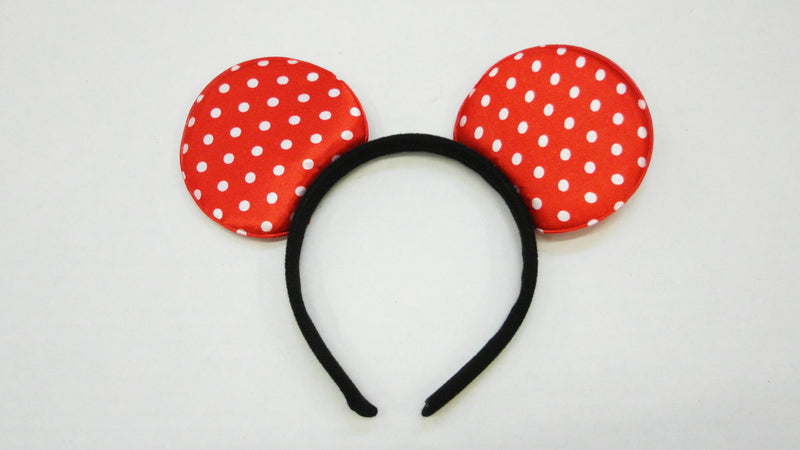 Red White Dot Satin Ear
