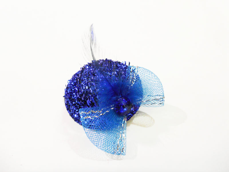 Feather Rhinestone Bow Glitter Hat