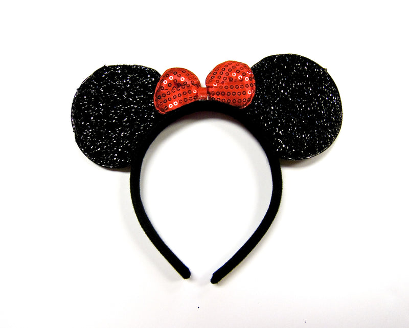 Glitter Red Bow Black Ear