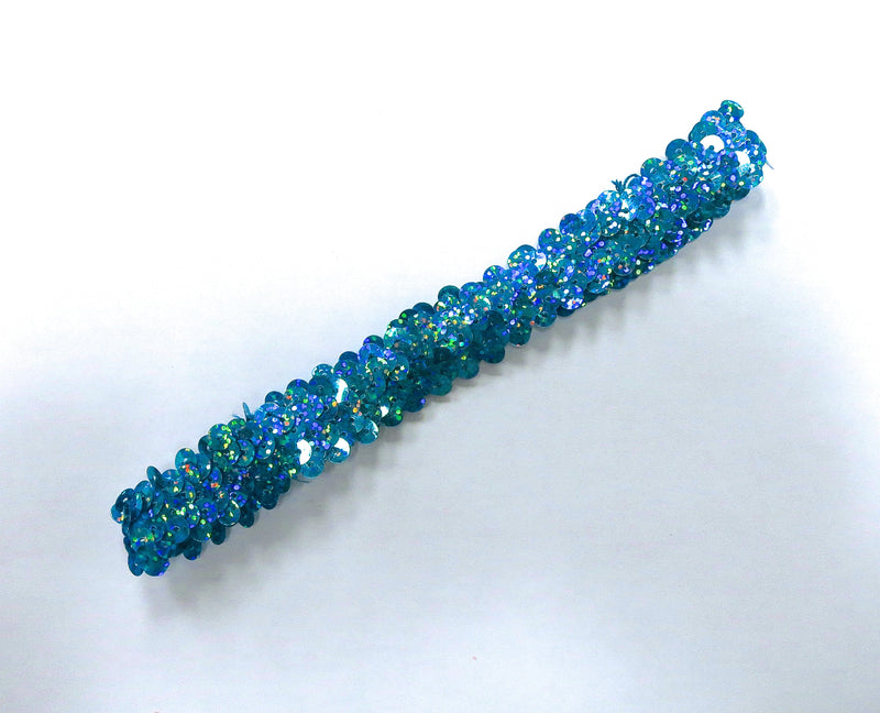 Blue Double Sequin Elastic Headband