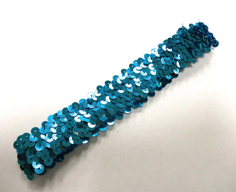Blue Triple Sequin Elastic Headband