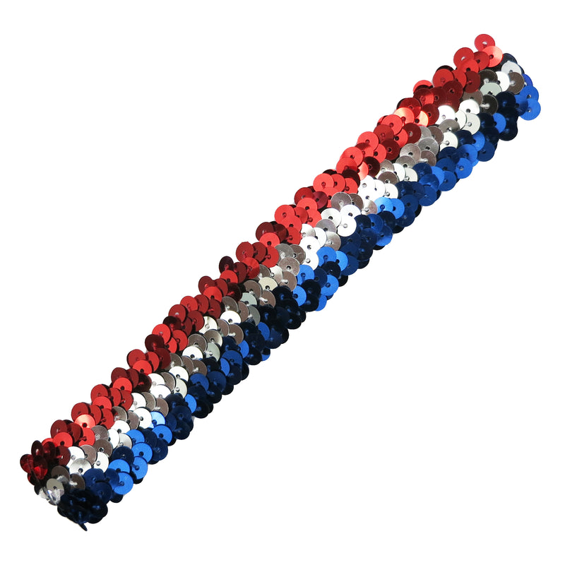 Blue Silver Red Triple Sequins Elastic Headband