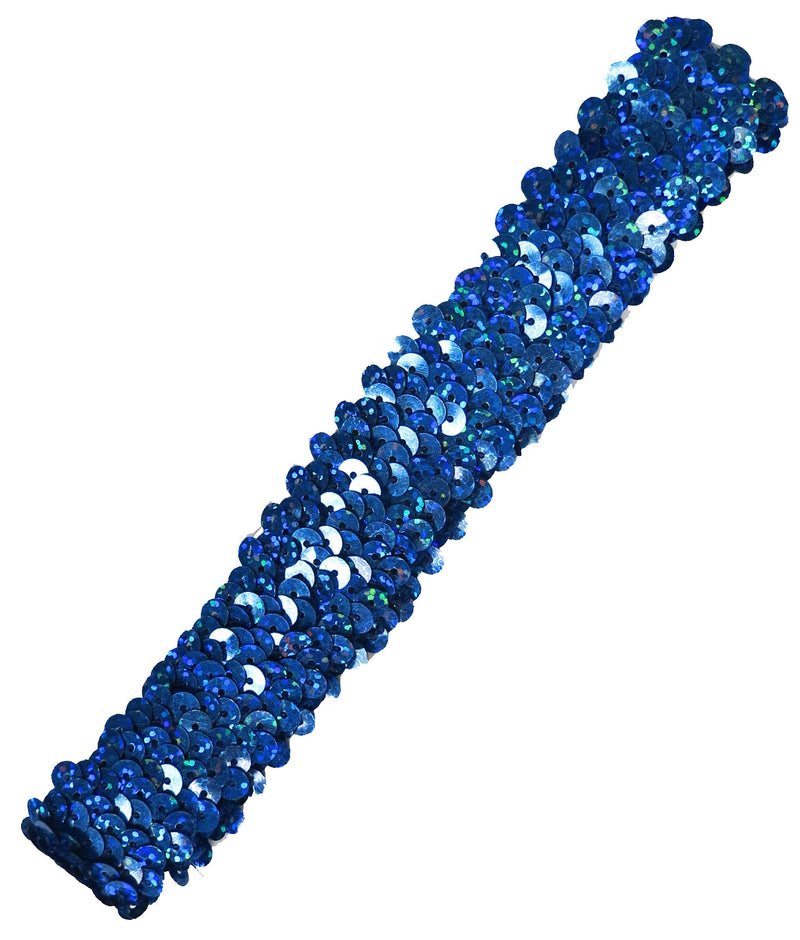 Royal Blue/Silver Triple Sequin Elastic Headband