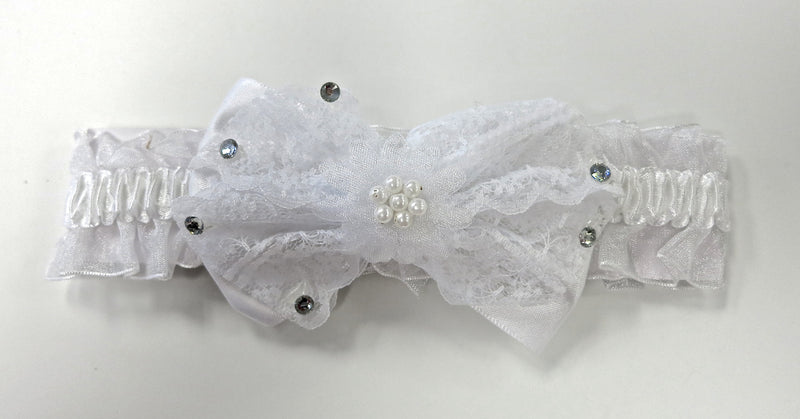 White Lace Bow Elastic Headband