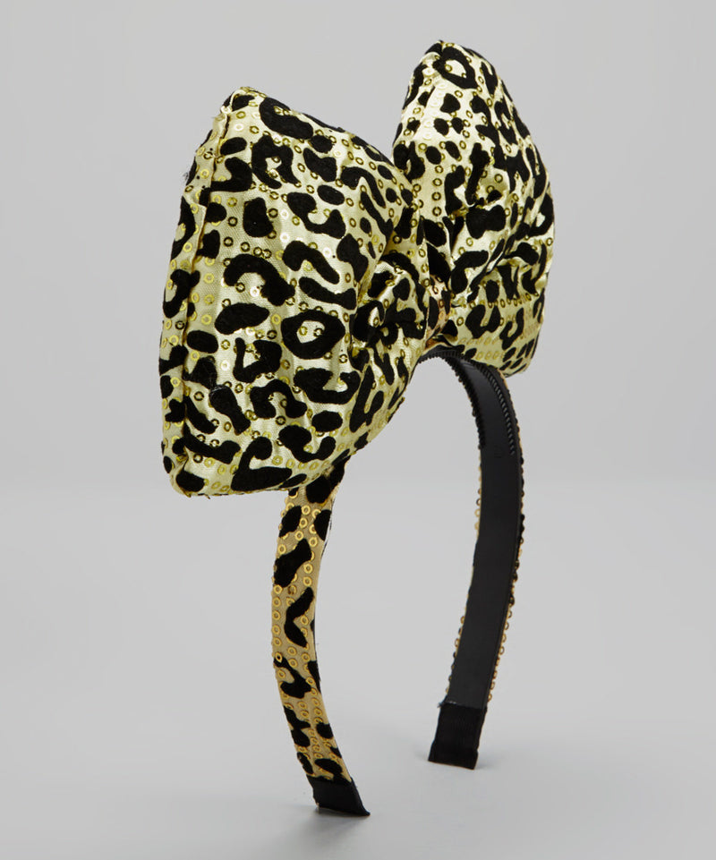 Lime Leopard Printed Big Bow