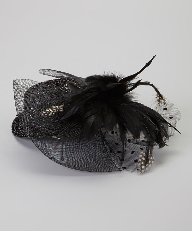 Colors Feather Flower Glitter Hat With Veil