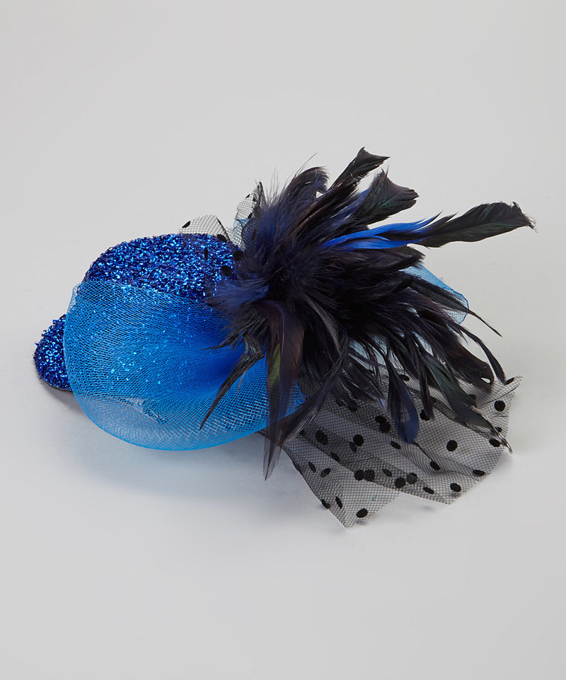 Colors Feather Flower Glitter Hat With Veil