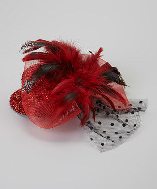 Colors Feather Flower Glitter Hat With Veil
