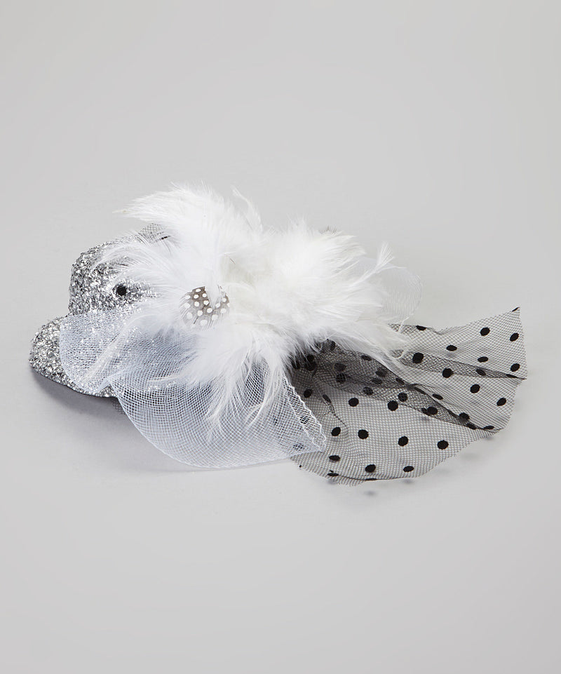 Colors Feather Flower Glitter Hat With Veil