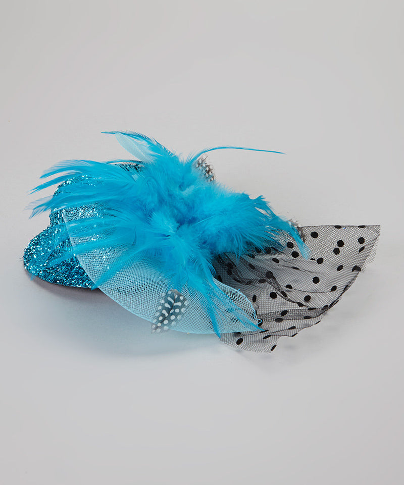 Colors Feather Flower Glitter Hat With Veil