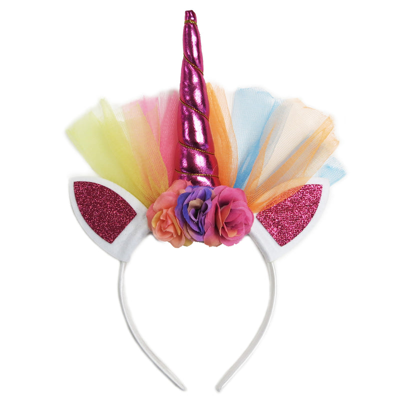 Hot Pink Rainbow Unicorn Flower Head Band